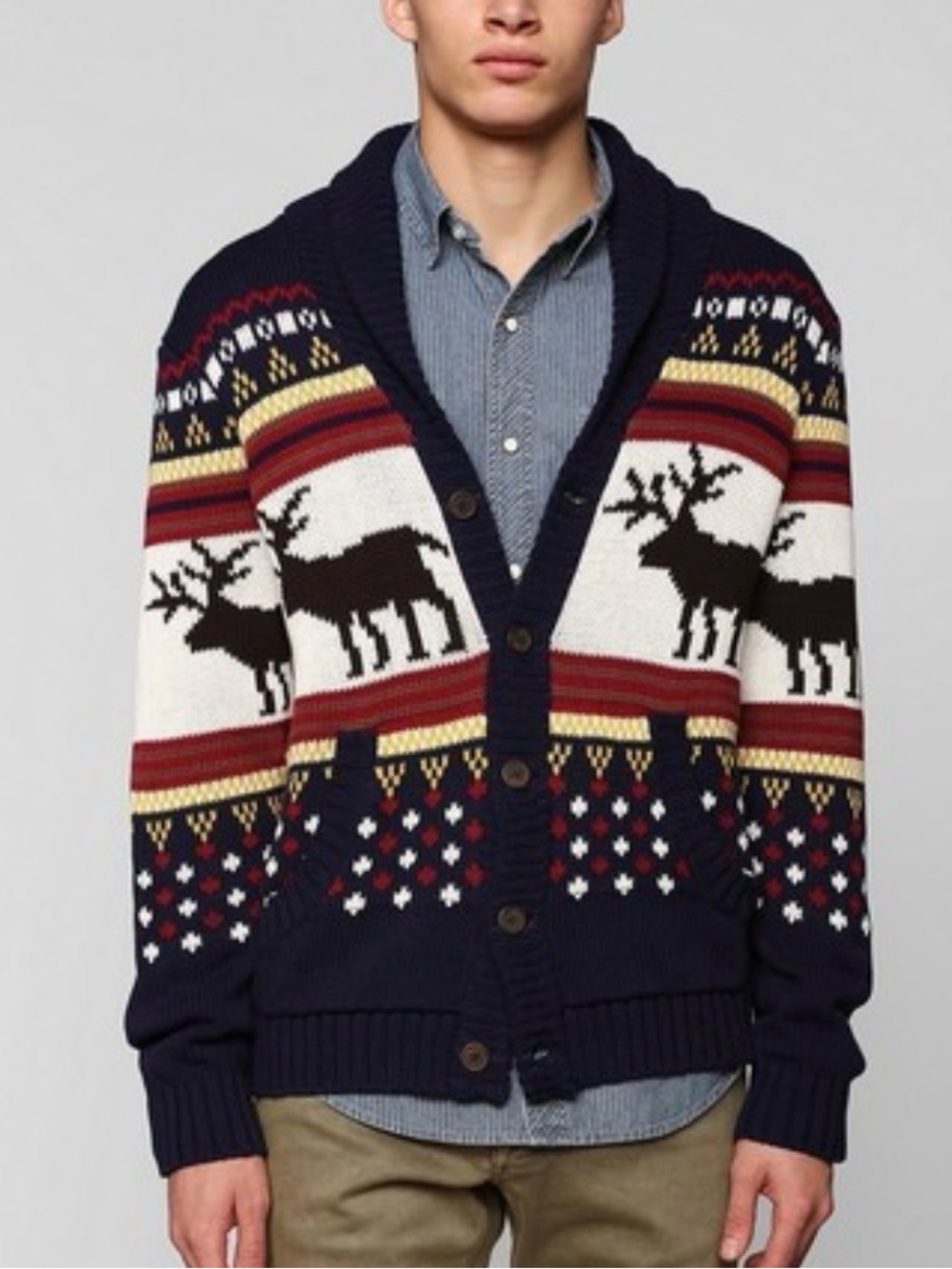 O’Hanlon Mills Fair Isle Moose Cardigan